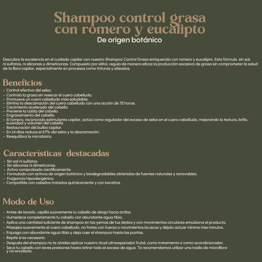 RITUAL BOTANICO - SHAMPOO CONTROL GRASA CON ROMERO Y EUCALIPTO