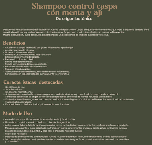 RITUAL BOTANICO - SHAMPOO CONTROL CASPA CON MENTA Y AJI (CHILE)